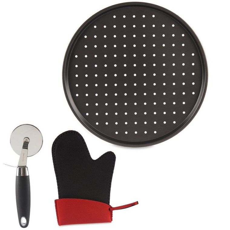 Kinvara, zestaw do pizzy: blaszka Ø 32 cm, nożyk do pizzy i rękawica