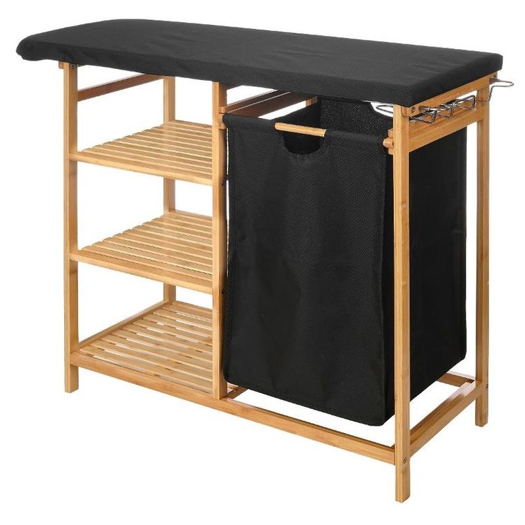 Kipit, Bamy, bambusowa szafka z deską do prasowania i koszem na pranie, 111-34-82 cm