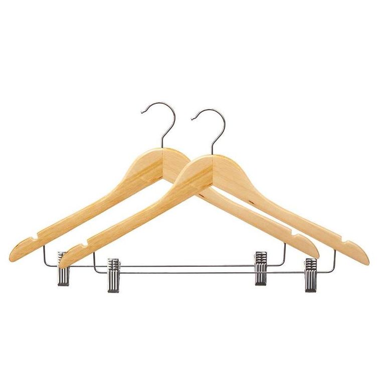 Kipit, Comfy Places, wieszaki drewniane do szafy z metalowymi klamerkami, 2 szt.