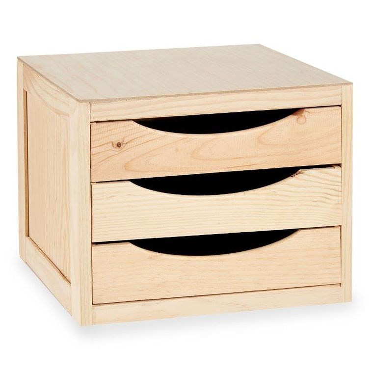 Kipit, organizer z szufladkami, drewniany, 29-30-39 cm