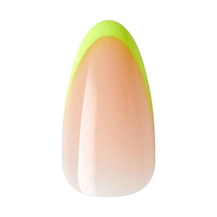 Kiss, sztuczne paznokcie na klej, Acrylic French, ‘Hype’, Neon Yellow, Medium Almond