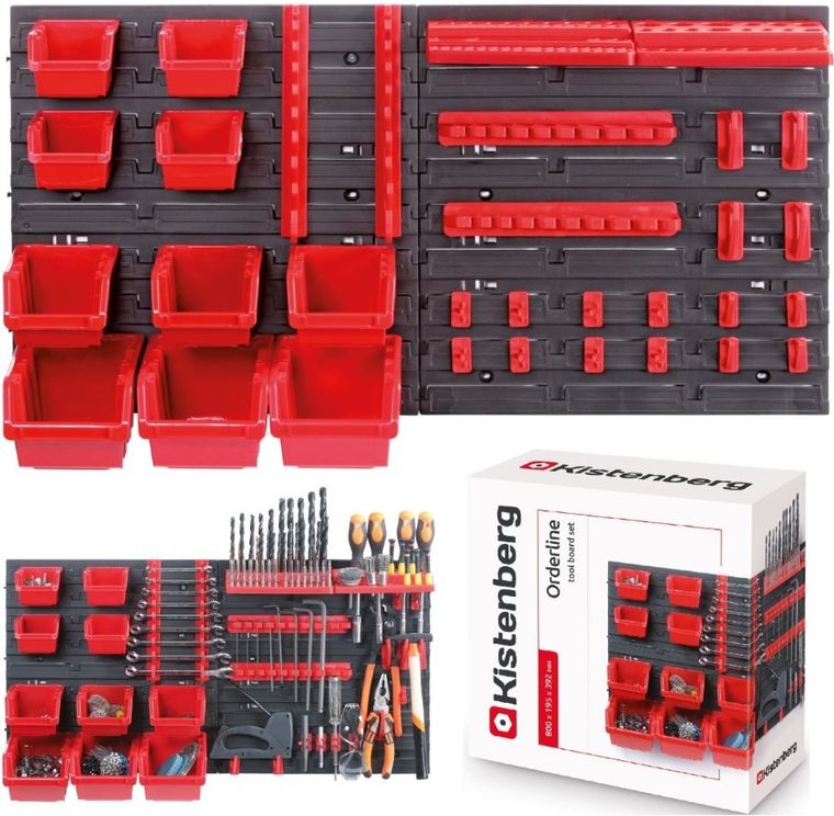 Kistenberg, zestaw tablic pojemników warsztatowych i uchwytów, Orderline