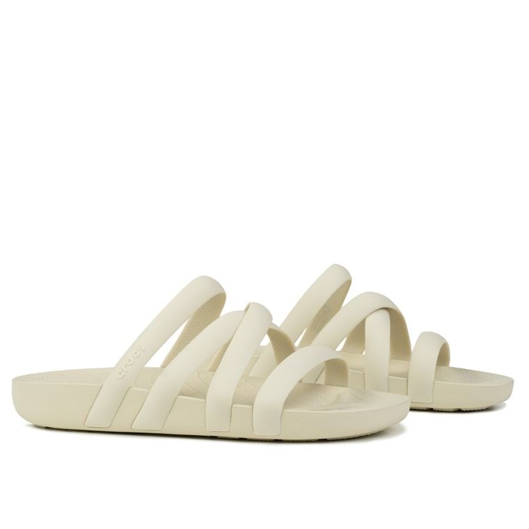 Klapki damskie, beżowe, Crocs Splash Strappy