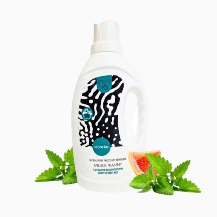 Klareko, Milusie tkaniny, płyn do płukania, różowy grejpfrut i mięta, 1l