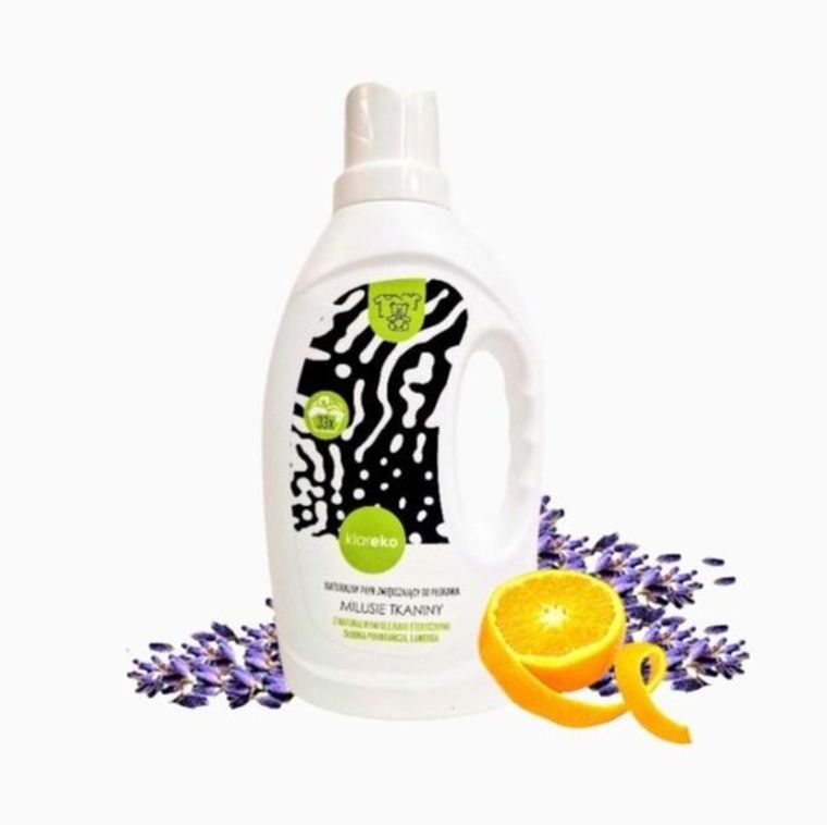 Klareko, Milusie tkaniny, płyn do płukania, słodka pomarańcza i lawenda, 1l