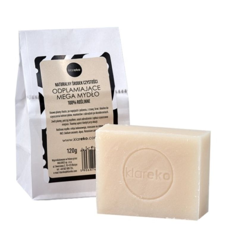 Klareko, Odplamiające Mega Mydło, 100% roślinne, naturalny środek czystości, 120 g