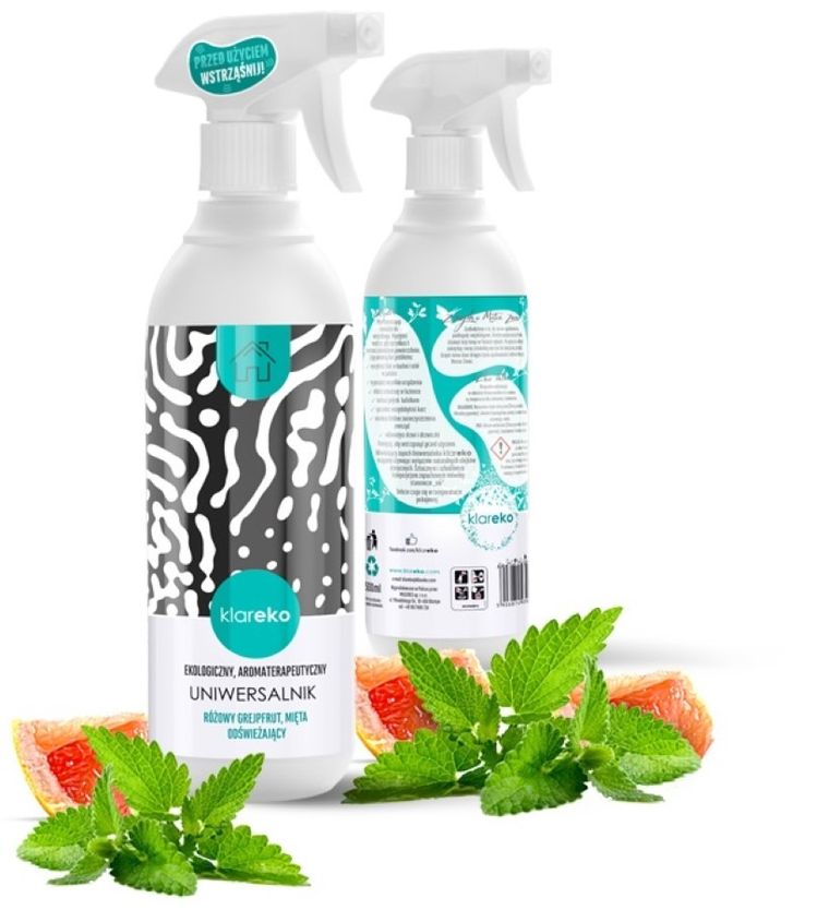 Klareko, Uniwersalnik, naturalny płyn czyszczący, Różowy Grejpfrut & Mięta, 500 ml