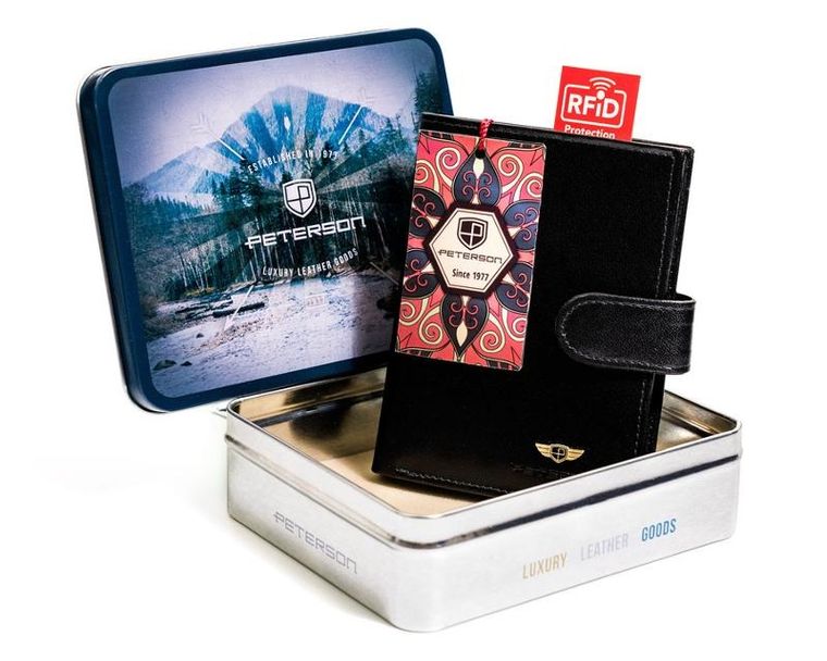 Klasyczny portfel męski z sekcją na karty, Peterson