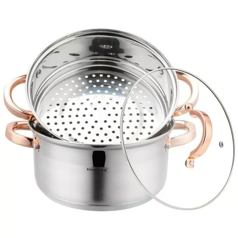 Klausberg, garnek na parę, rose gold, 22 cm, 3 elementy
