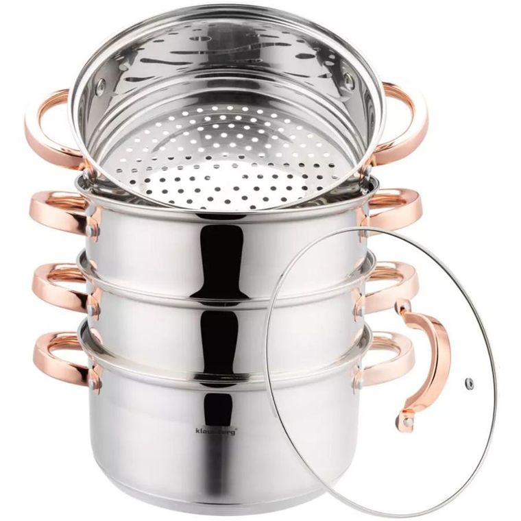 Klausberg, garnek na parę, rose gold, 22 cm, 5 elementów