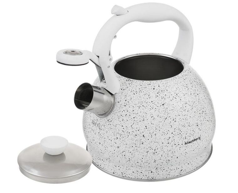 Klausberg, Marble, czajnik z gwizdkiem KB-7319, biały, 2 l