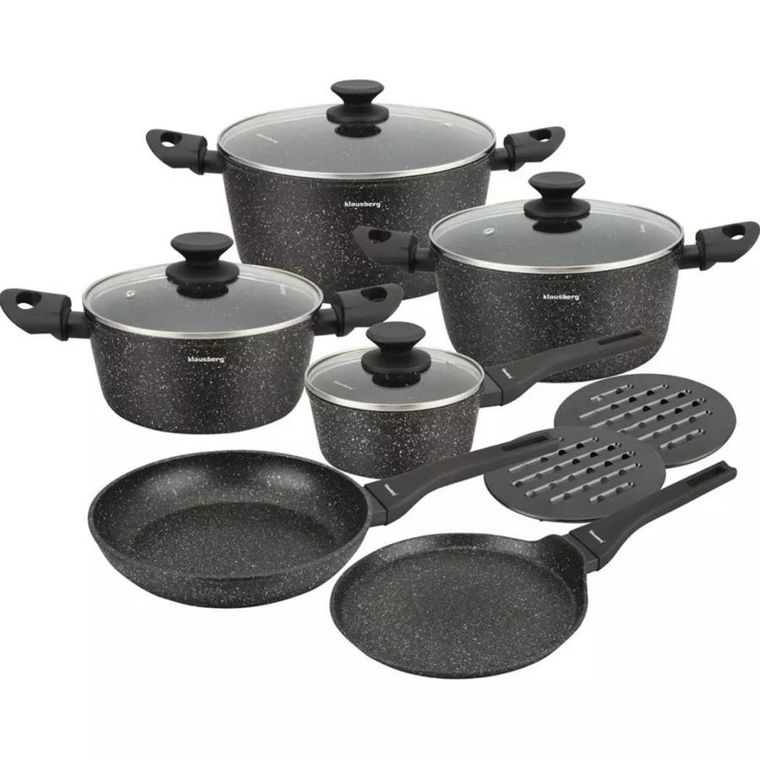 Klausberg, zestaw garnków marmurkowych, 12 elementów, KB-7658