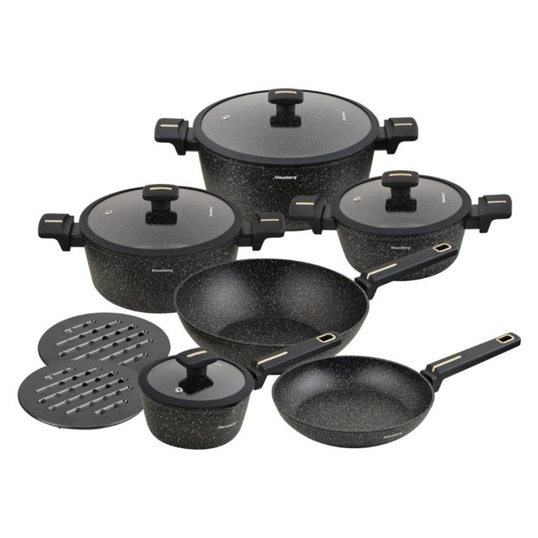 Klausberg, zestaw garnków marmurkowych, 12 elementów, kb-7968