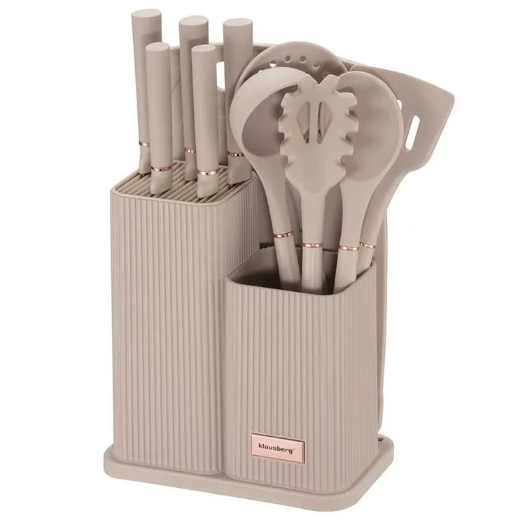 Klausberg, zestaw noży i przyborów kuchennych z deską w stojaku