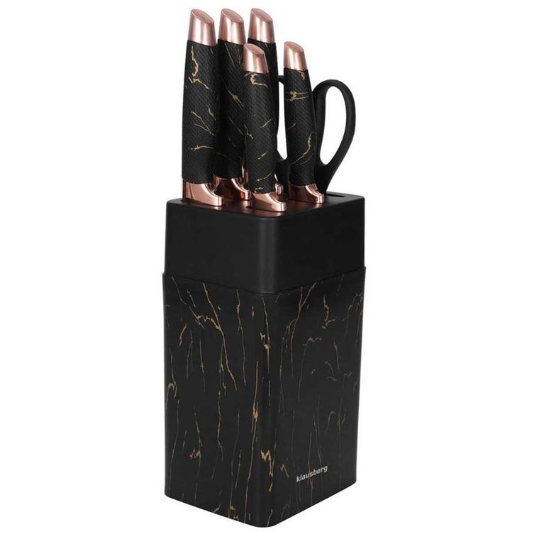 Klausberg, zestaw noży kuchennych z ostrzałką, stojak
