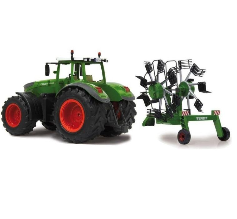 Klein, Fendt, traktor, pojazd zdalnie sterowany + przetrząsarka karuzelowa