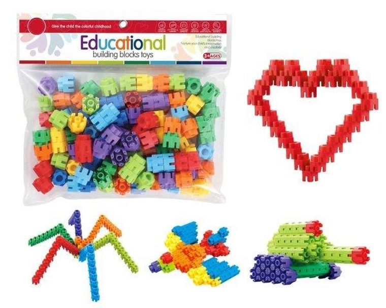 Klocki edukacyjne, sześciokątne, 100 elementów