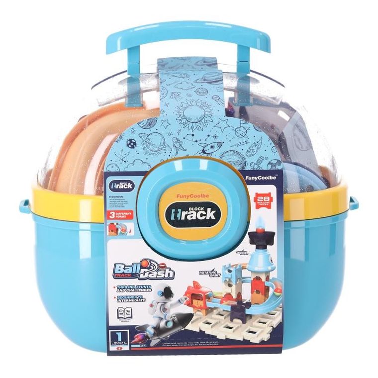 Klocki konstrukcyjne, tor kulkowy, 28 elementów