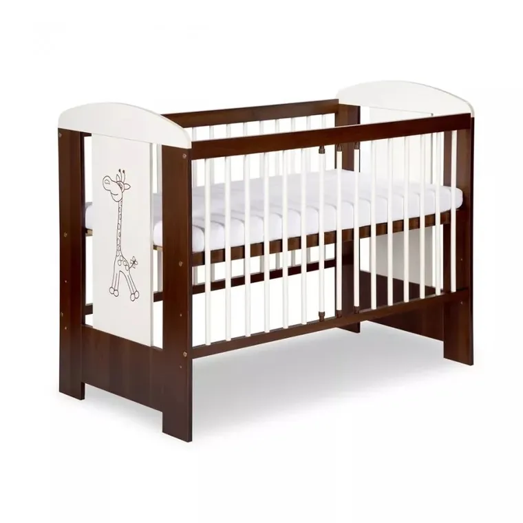 Klupś, Safari Żyrafka, łóżeczko niemowlęce, biało-orzechowe, 120-60 cm