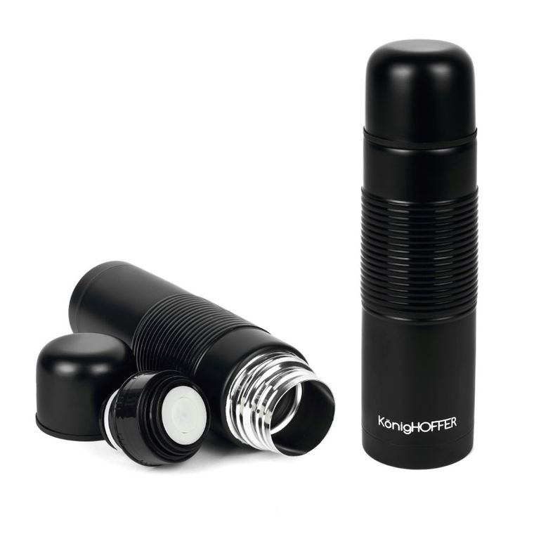 KönigHoffer, Alpha, termos nierdzewny z silikonowym uchwytem, czarny, 0,5l