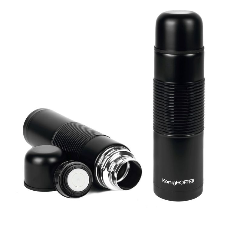 KönigHoffer, Alpha, termos nierdzewny z silikonowym uchwytem, czarny, 0,75l