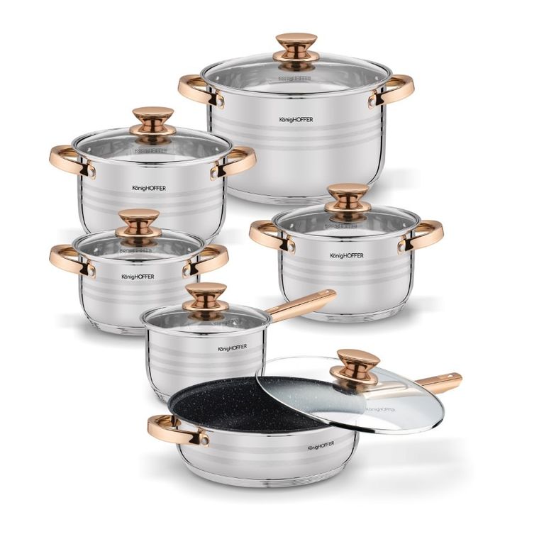 Könighoffer, Bari Rose Gold, komplet garnków, indukcja, 12 elementów