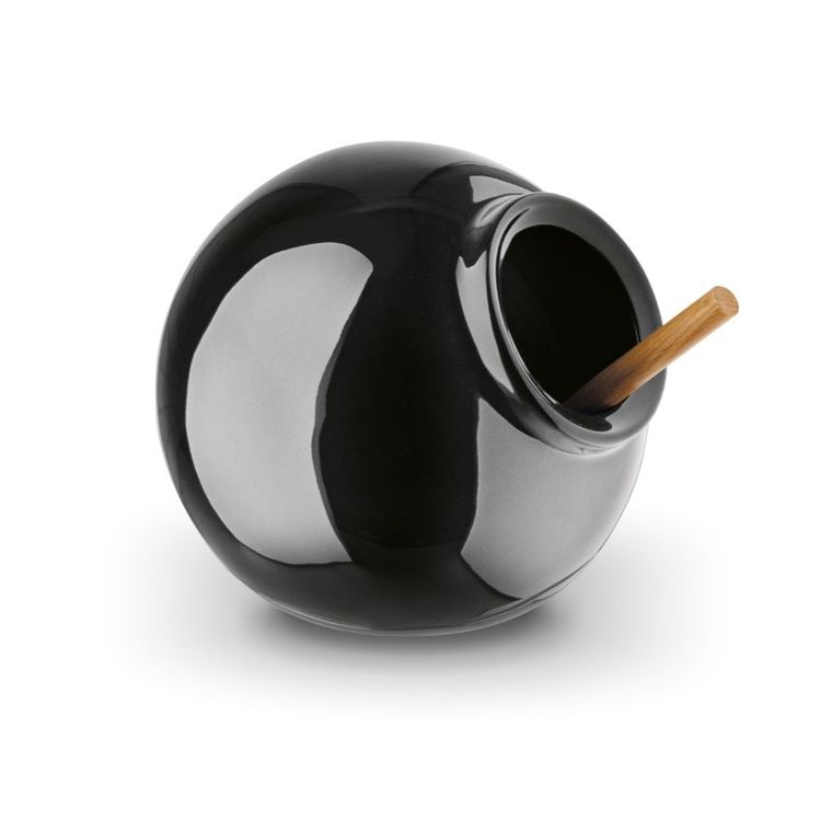 Könighoffer, Ceramic, pojemnik kuchenny z drewnianą łyżeczką, czarny