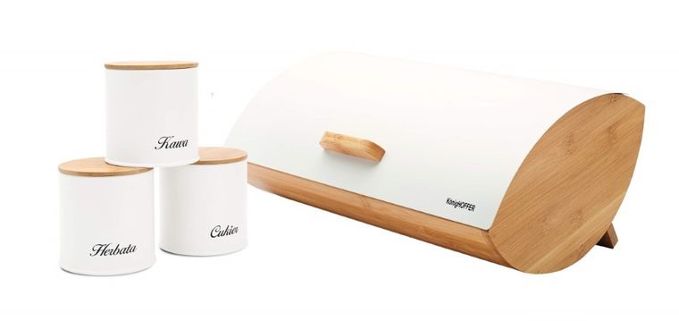 KönigHoffer, Cosmic, chlebak + pojemniki: cukier, kawa, herbata, zestaw biały