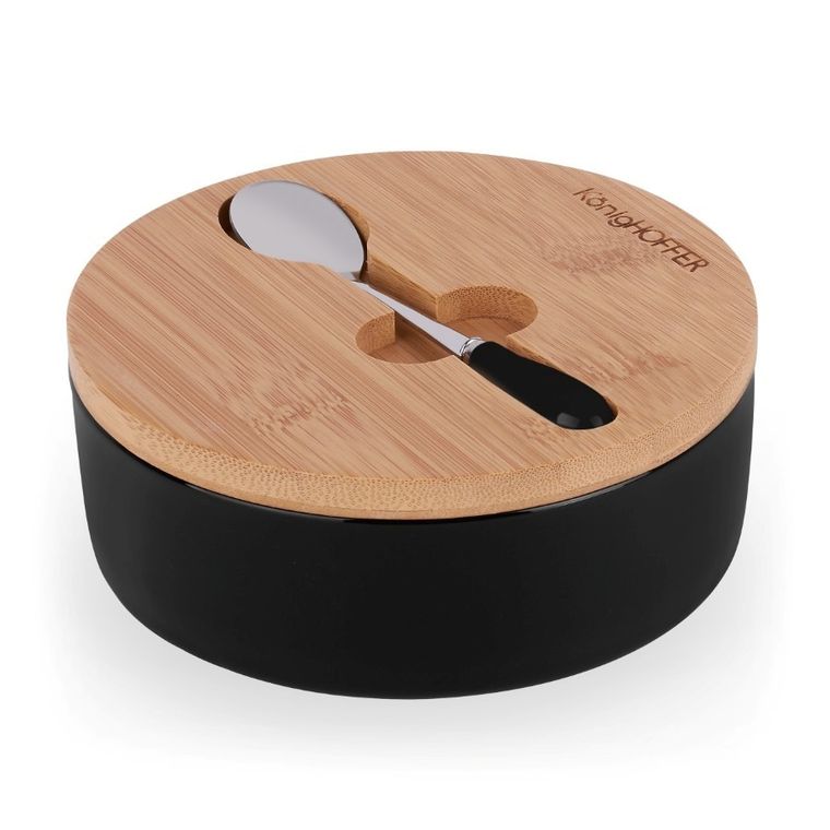 Könighoffer, cukiernica z bambusową pokrywą, czarna, 14,5-5 cm