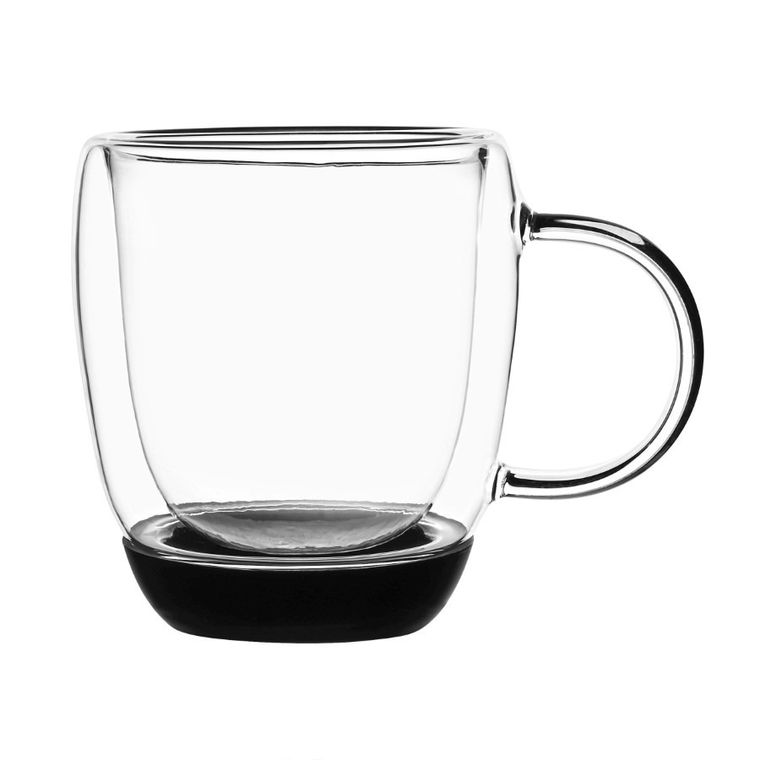 Könighoffer, Garet, komplet szklanek termicznych z podwójną ścianką, silikonowe dno, czarne, 350 ml, 2 szt.