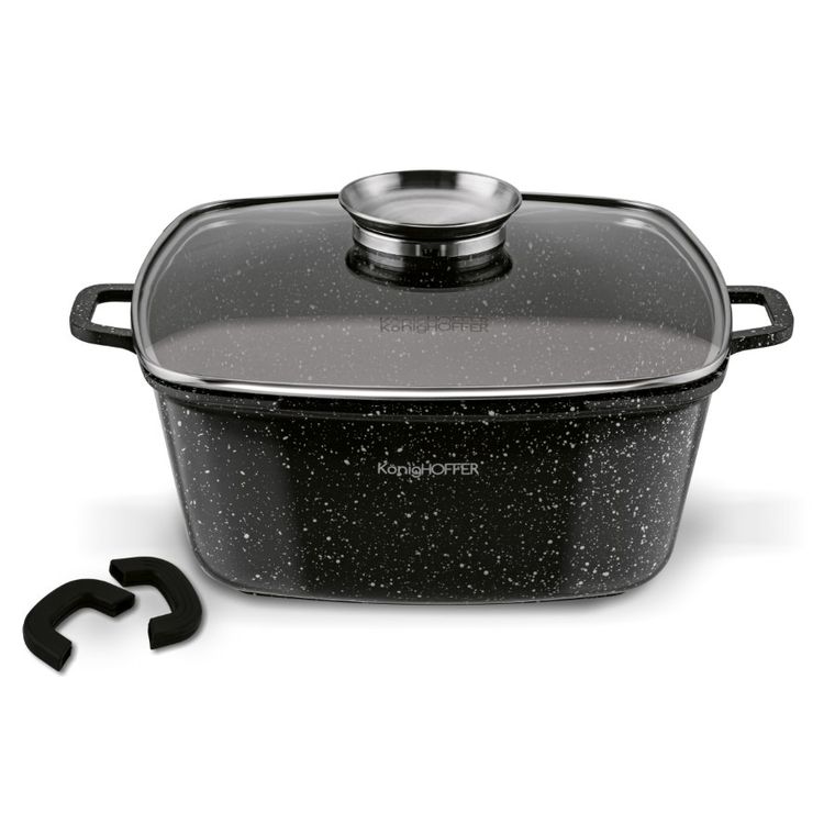 Könighoffer, garnek ceramiczny kwadratowy, Kingstone, 28-28-12, indukcja+2 nakładki