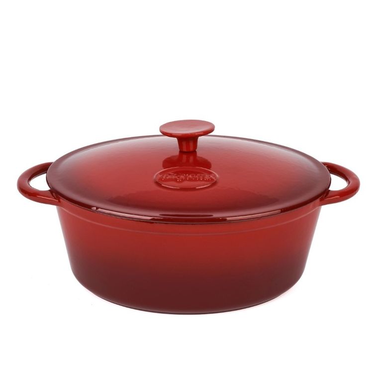 Könighoffer, gęsiarka żeliwna, emaliowana, owalna, czerwona, 4 l, 26-21-11,2 cm