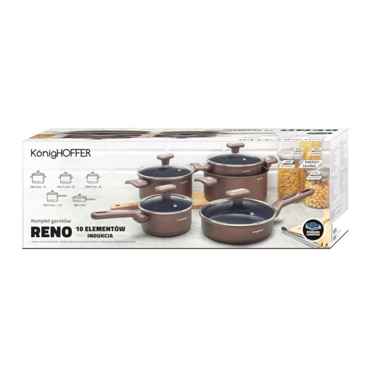 Könighoffer, komplet garnków ceramicznych, Reno, 10 elementów