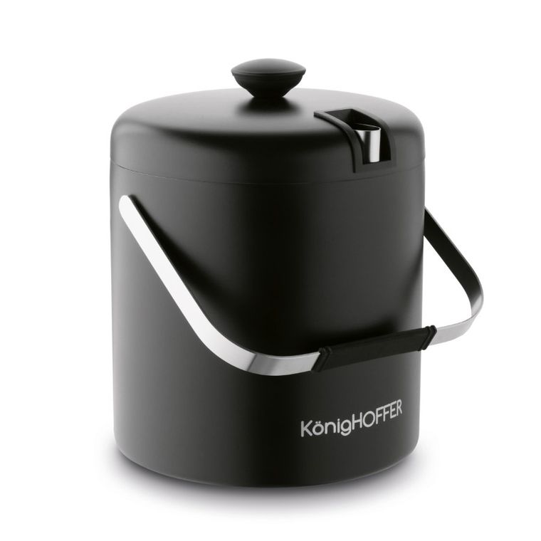 Könighoffer, Lugo, wiaderko do lodu ze szczypcami, czarny mat, 3l