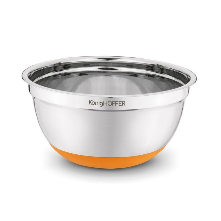 Könighoffer, miska nierdzewna satynowa, silikonowa podstawa, pomarańczowa, 24-11 cm