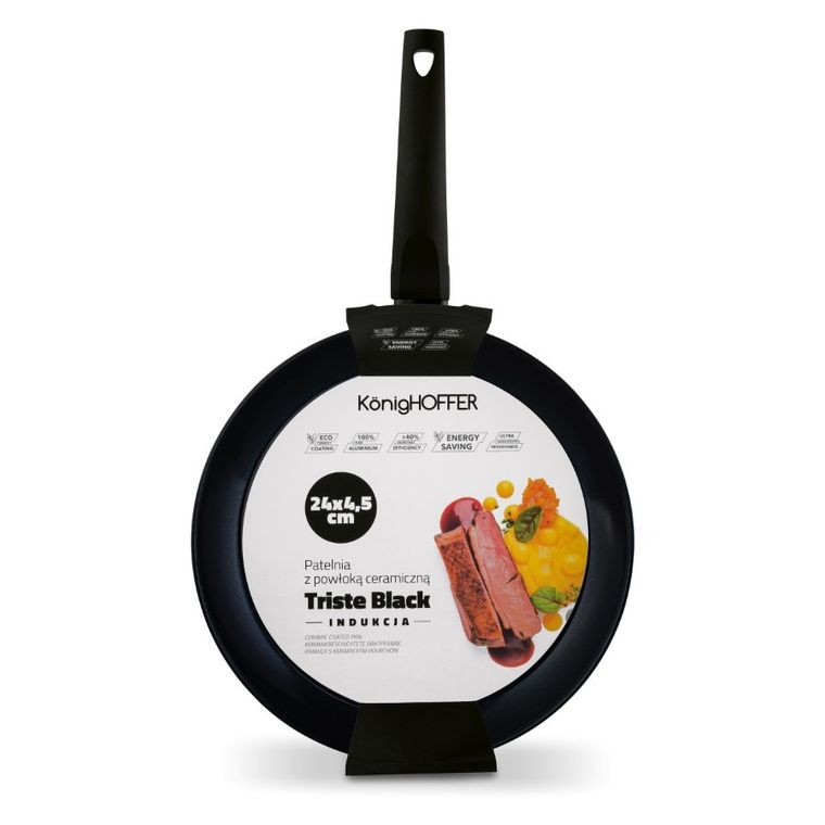 Könighoffer, patelnia z powłoką ceramiczną, Triste Black, 24-4.5 cm