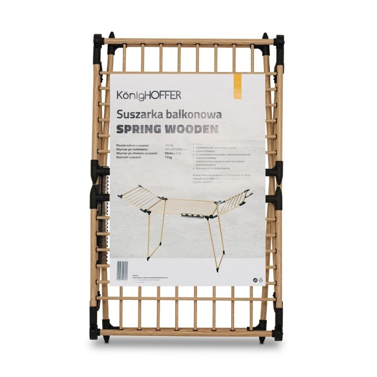 Könighoffer, suszarka balkonowa, Spring Wooden, 174-61-108 cm