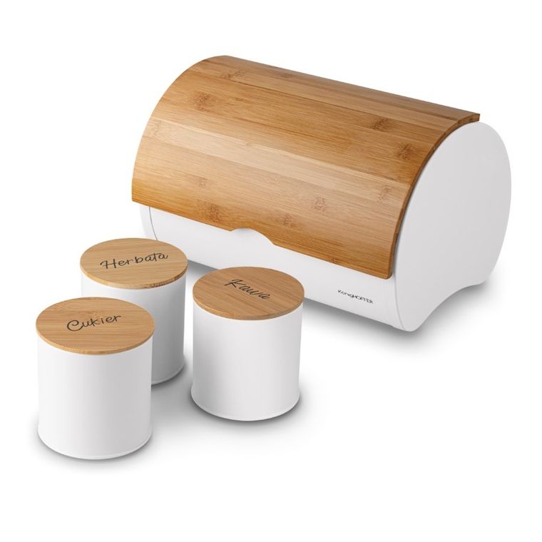 Könighoffer, Volano, chlebak metalowy z 3 pojemnikami, biały