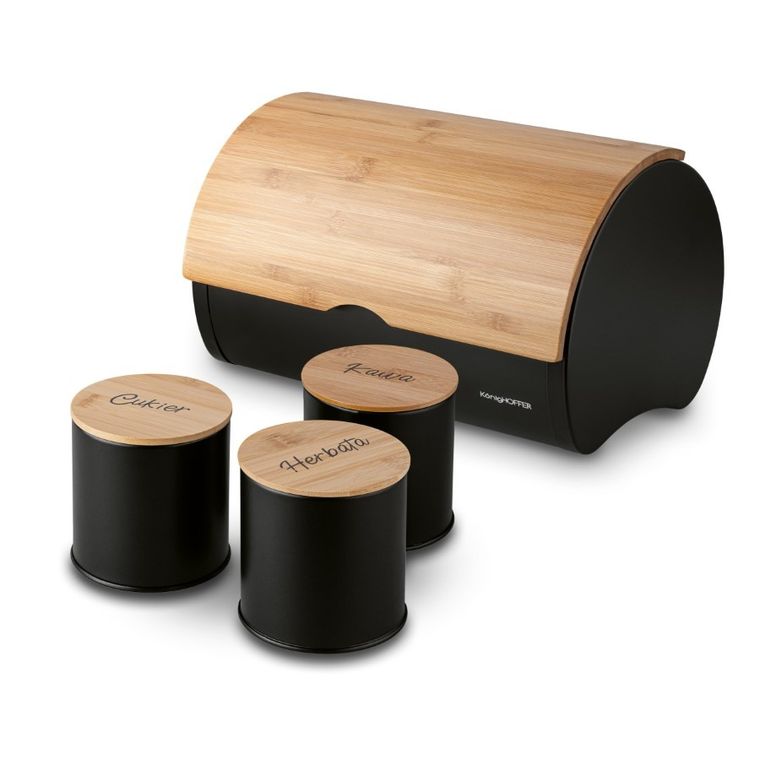 Könighoffer, Volano, chlebak metalowy z 3 pojemnikami, czarny