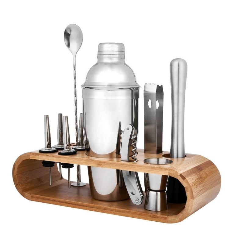 Könighoffer, zestaw barmański ze stojakiem bambusowym, 12 elementów