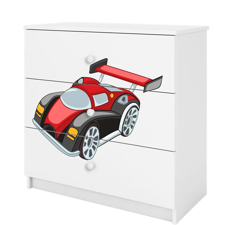 Kocot Kids, Babydreams, komoda, biała, auto wyścigowe