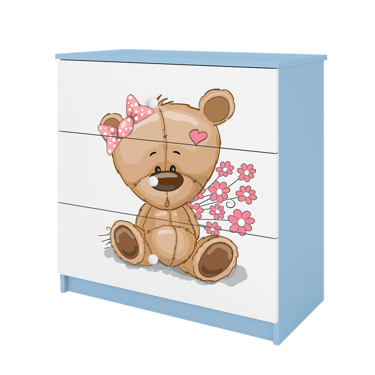 Kocot Kids, Babydreams, komoda, niebieska, miś kwiatki
