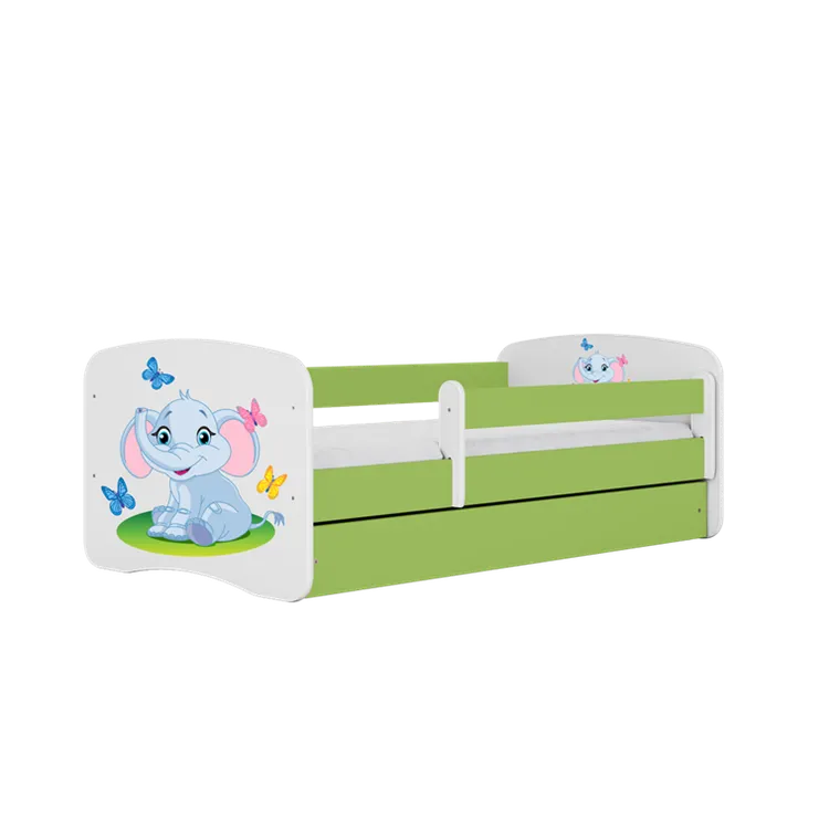 Kocot Kids, Babydreams, łóżko z materacem, zielone, słonik, 70-140 cm