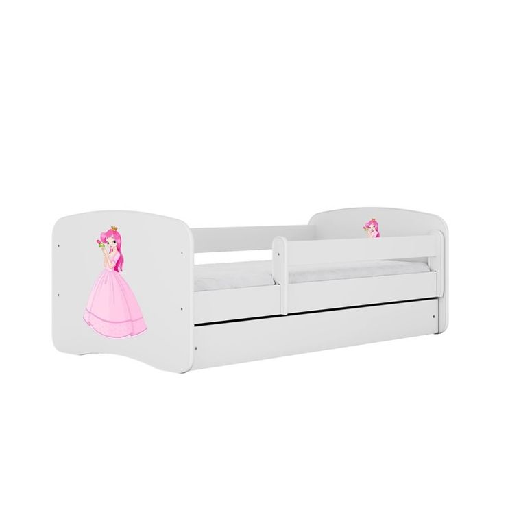 Kocot Kids, Babydreams, łóżko z szufladą i materacem, białe, księżniczka, 80-180 cm