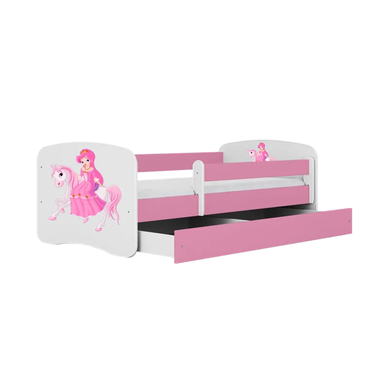 Kocot Kids, Babydreams, łóżko z szufladą, różowe, księżniczka na koniku, 80-160 cm
