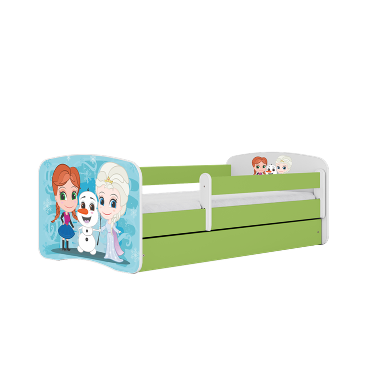 Kocot Kids, Babydreams, łóżko z szufladą, zielone, zimowe księżniczki, 70-140 cm