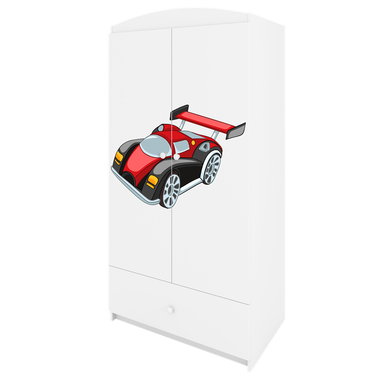 Kocot Kids, Babydreams, szafa, biała, auto wyścigowe, 181.2-52-90 cm