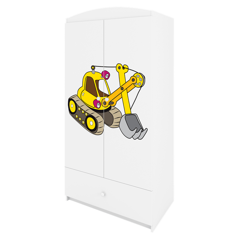 Kocot Kids, Babydreams, szafa, biała, koparka, 181.2-52-90 cm