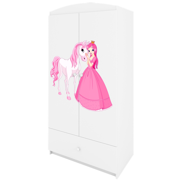 Kocot Kids, Babydreams, szafa, biała, księżniczka konik, 181.2-52-90 cm