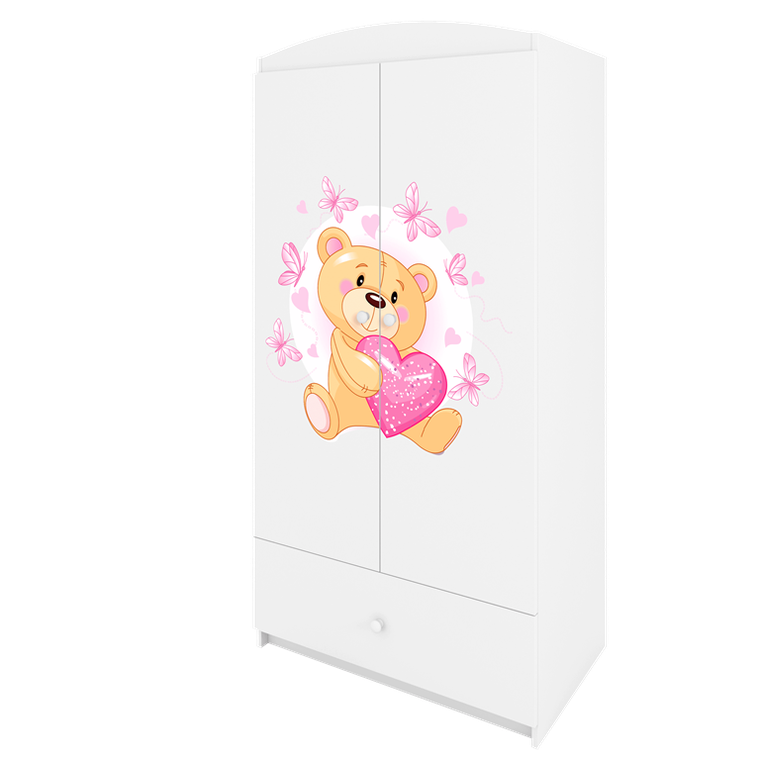 Kocot Kids, Babydreams, szafa, biała, miś motylki, 181.2-52-90 cm